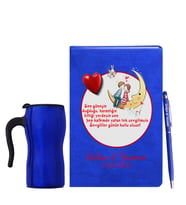 Sevgililer Gününe Özel Mavi Defter Kalem & Termos Mug Hediye Seti 22