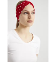 Kırmızı beyaz puantiyeli butik Kadın Bandana Saç Bandı, ekstra yumuşak,  Esnek, doğal, pamuklu Penye