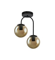 Şık Siyah Modern Plafonyer, Füme Cam, Salon, Mutfak, Yatak Odası İçin 2'li Set