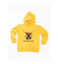 Spiderman baskılı örümcek adam kapüşonlu pamuklu kumaş çocuk sweatshirt (Sarı)