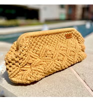 Hardal Rengi Makrome Clutch (Hardal Sarısı)