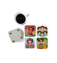 Ghostbastır Design Frida Kahlo Dekoratif Ahşap Bardak Altlığı Seti 0100