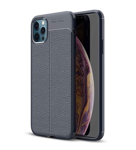 Apple iPhone 12 Pro Max Deri Görünümlü Firo Silikon Kılıf (Lacivert)