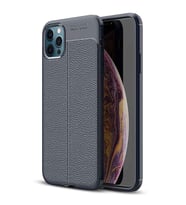 Apple iPhone 12 Pro Max Deri Görünümlü Firo Silikon Kılıf (Lacivert)