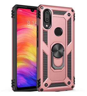 Samsung Galaxy A20 Kılıf Metal For Car Yüzüklü Standlı Military Ring Serisi (Rose)