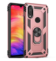 Samsung Galaxy A20 Kılıf Metal For Car Yüzüklü Standlı Military Ring Serisi (Rose)