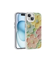 Apple iPhone 15 Uyumlu Kılıf Çiçek Desenli Parlak Taşlı Sert Silikon Zore Garden Kapak (Çok Renkli)
