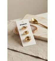 Gold Renk Pirinç 3'lü Vintage Kadın Yüzük Kombini BYK4296 TJ-BYK4296