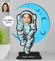 Kişiye Özel Astronot Kadın Ahşap Eco Biblo -1