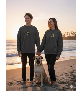 Kangal Köpek Desenli Sevgili Sweatshirt – Unisex Çift Kombini (Gri)