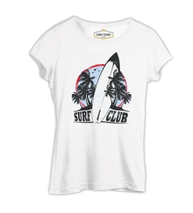 Surf Club - Board Beyaz Kadın Tshirt