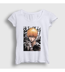 Presmono Kadın Beyaz Ichigo Anime Bleach T-Shirt 127587tt (Beyaz)