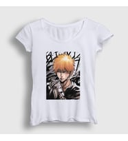 Presmono Kadın Beyaz Ichigo Anime Bleach T-Shirt 127587tt (Beyaz)