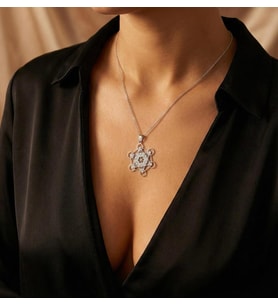 Şık Metatron Küp Sembol Kolye 925K Gümüş