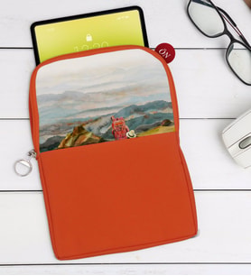 BK Gift Suluboya Tasarımlı Taşınabilir Koruyucu Tablet Kılıfı & Organizer Çanta - Turuncu-1