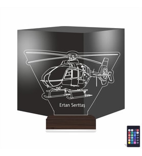 Luvivia Helikopter Pilot Asker Hediye Kişiye Özel 3D Lamba - Masa Gece Lambası