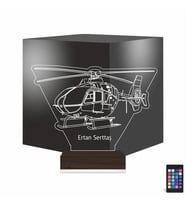 Luvivia Helikopter Pilot Asker Hediye Kişiye Özel 3D Lamba - Masa Gece Lambası