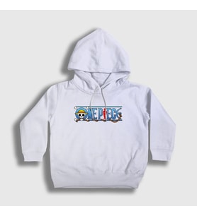 Presmono Unisex Çocuk Beyaz Anime One Piece Kapüşonlu Sweatshirt 135043tt (Beyaz)