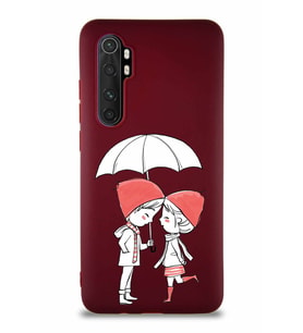 Xiaomi Mi Note 10 Lite Soft Premier Kapak Aşk Tasarımlı Silikon Kılıf - Mürdüm (Şeffaf)