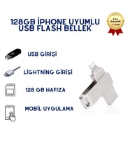 128GB iPhone Uyumlu USB Flash Bellek OTG Lightning ve USB Girişli Yedekleme ve Taşıma