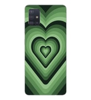 Samsung Galaxy A51 Uyumlu Yeşil Kalp Tasarımlı Şeffaf Telefon Kılıfı