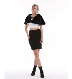 Kırpma Taş Aksesuarlı Soft Bolero (Siyah)