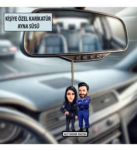 Sevgiliye Özel Karikatür Ayna Süsü – Sevgililer Günü Hediyesi Araç İçi Süs