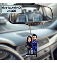 Sevgiliye Özel Karikatür Ayna Süsü – Sevgililer Günü Hediyesi Araç İçi Süs