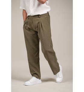Çift Pileli Yazlık Modal Kumaş Beli Yarım Lastili Baggy Pantolon