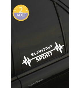 Hyundai Elantra Nabız Kalp Atışı Ritim Elantra Araç Uyumlu Oto Sticker 2 Adet Beyaz 20*7CM