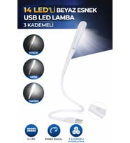 14 Led USB Lamba Esnek 3 Kademeli Masa Lambası Bilgisayar Laptop Klavye Aydınlatma Beyaz
