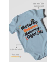 Motorcu babanın motorcu oğlu Kısa Kollu Bebek Body %100 Pamuk