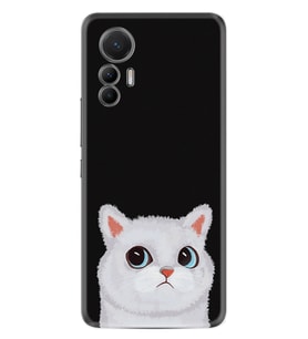 Xiaomi 12 Lite Kılıf Resimli Desenli Silikon Platinium Series White Cat 1835