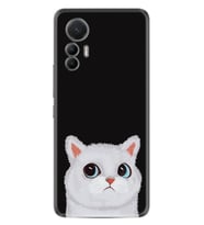 Xiaomi 12 Lite Kılıf Resimli Desenli Silikon Platinium Series White Cat 1835