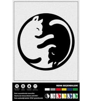 KEDİ YING YANG STICKER 15 x 15 cm (Siyah)