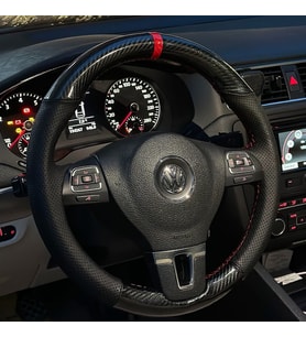 Volkswagen Jetta 2011-2014 Araca Özel Direksiyon Kılıfı 5D KRİSTAL KARNON SOFT NOKTA