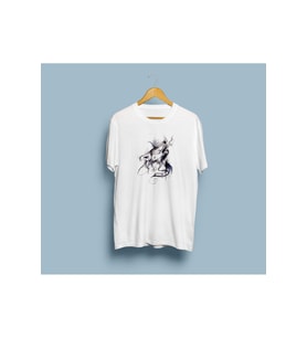 Oversize 3D Kurt Kafası Baskılı Unisex T-shirt