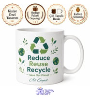 Recycle Baskılı Geri Dönüşüm İngilizce Kupa Bardak Çevreci Hediye