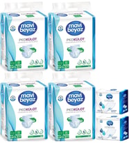 Mavi Beyaz Ped Emici Külot Hasta Bezi M - Medium Orta 120 Adet + Yatak Koruyucu Örtü 60*90CM 60 Adet