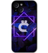 İphone 15 Plus Kılıf HD Desen Baskılı Kılıf - Dark Neon Yaprak Ö Harfi