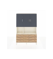 Arges Dolap 6 Raflı 6 Çekmeceli 3 Kapaklı 132x30x195 Aytaşı-Antrasit/Çam