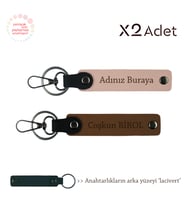 Patrona Şık Jest, İsim & Soyisim Kişiselleştirilmiş 2’li Anahtarlık, Yavru Ağzı-Açık Kahve-Lacivert