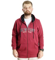 Mode XL Büyük Beden Erkek Kapüşonlu Sweatshirt New Port 23546 Bordo