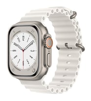 Apple Watch 44/45/46/49mm Kordon Oluklu Geçmeli Silikon Band 75 2/3/4/5/6/se/7/8 (Beyaz)