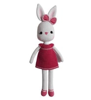 Pembe Elbiseli Şirin Tavşan Amigurumi Organik Oyuncak