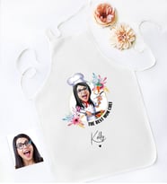 BK Gift Kişiye Özel Karikatürlü Anneler Günü Tasarımlı Beyaz Mutfak Önlüğü, Aşçı Önlüğü, Şef Önlüğü, Anneye Hediye-6