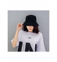 Düz Siyah Kova Şapka Yazlık İnce Balıkçı Şapka Bucket Hat Siyah-Standart