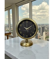 River World Masa Saati Eskitme Metal 25 cm x 20 cm Mermer Desenli Eskitme