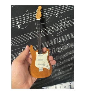 Elektro Gitar Ahşap El Yapımı Biblo Minyatür 25 cm