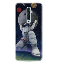 Oppo Reno 2Z 4 Lite 4 Pro 5 6 7 A31 Kılıf Desemli Silikon Astronot ve Dünya 1759